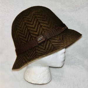 Whitely English Vintage Fur Felt Brown Patterned Hat